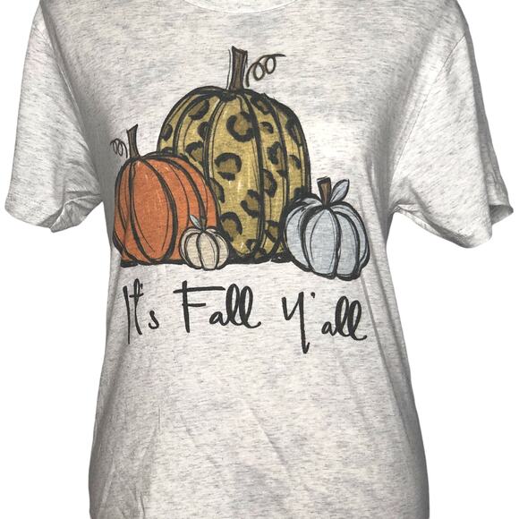 "It's Fall Y'all" X-SMALL Pumpkin Autumn Halloween Thanksgiving Printed Tee - Picture 9 of 10